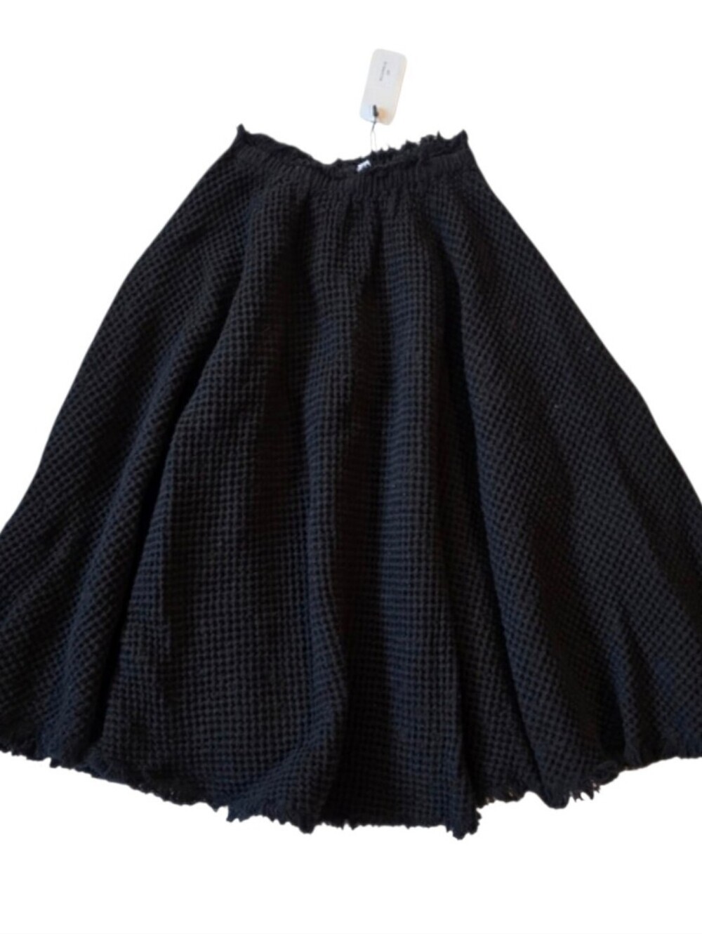 Venera Arapu Fringed Waffle Cotton Skirt
